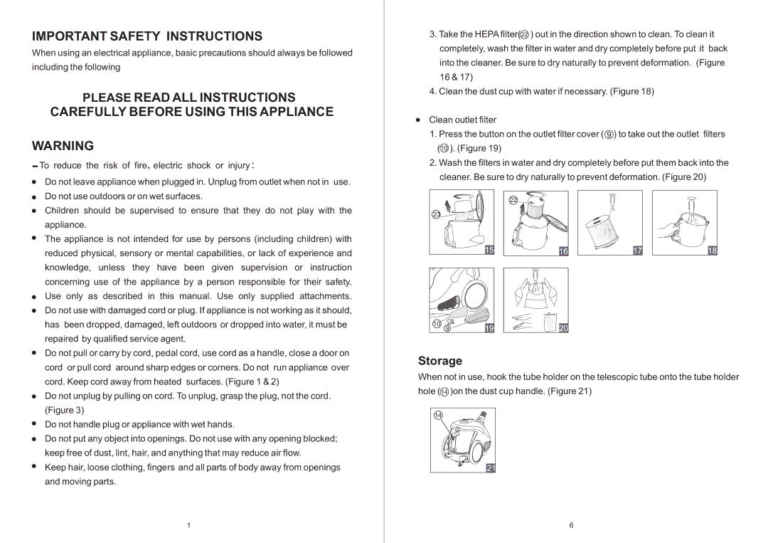 Sanyo SC-X2015N manual Important Safety Instructions, Storage 