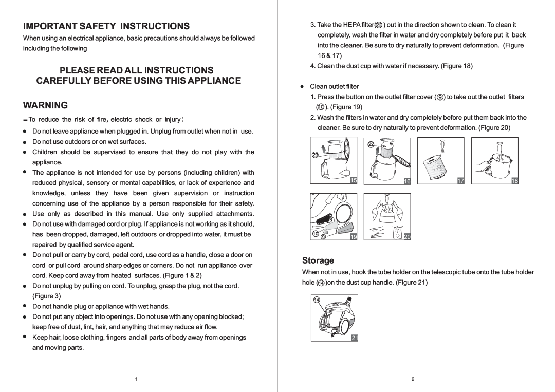 Sanyo SC-X2015N manual Important Safety Instructions, Storage 