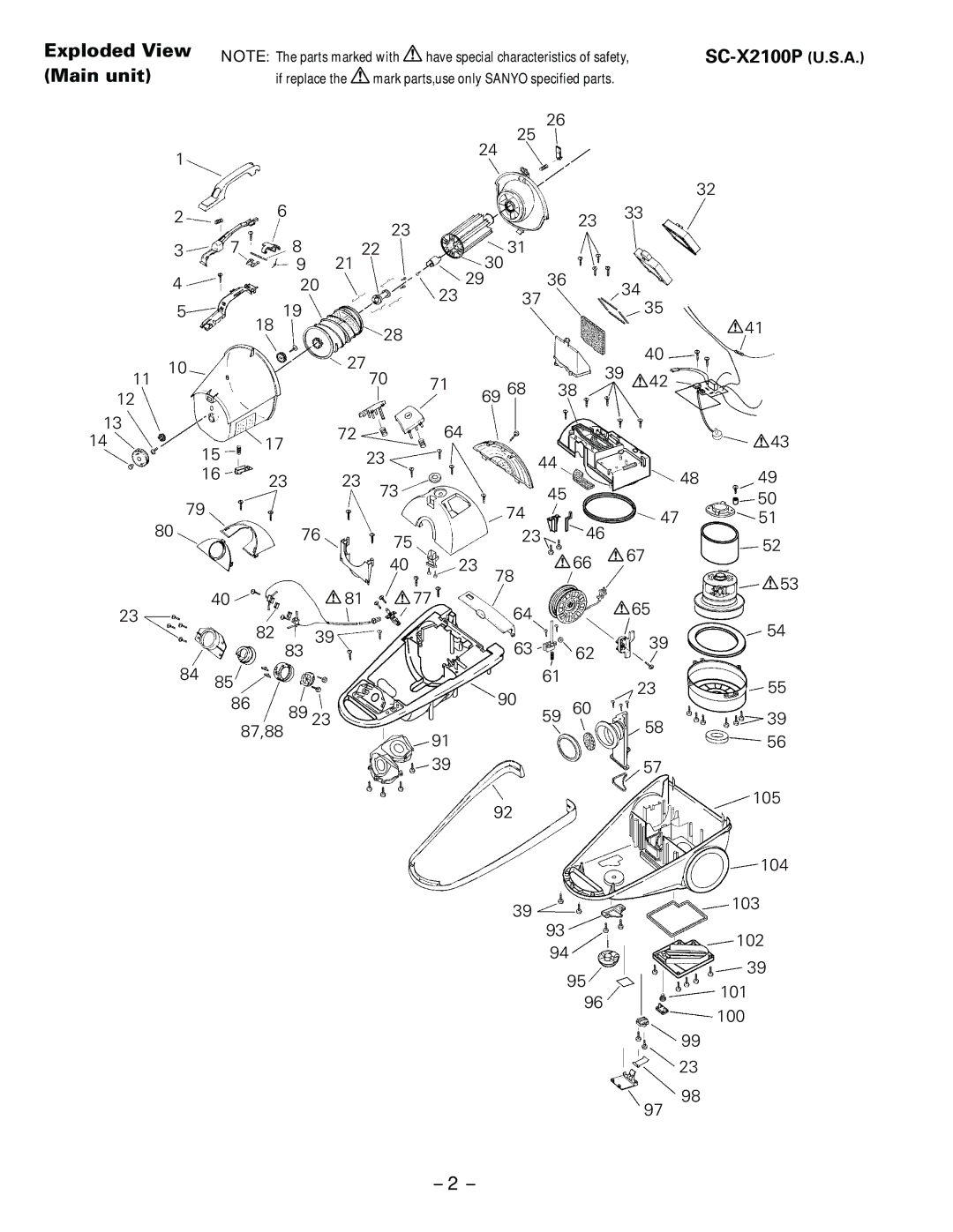 Sanyo SC-X2100P specifications Exploded View, Main unit 