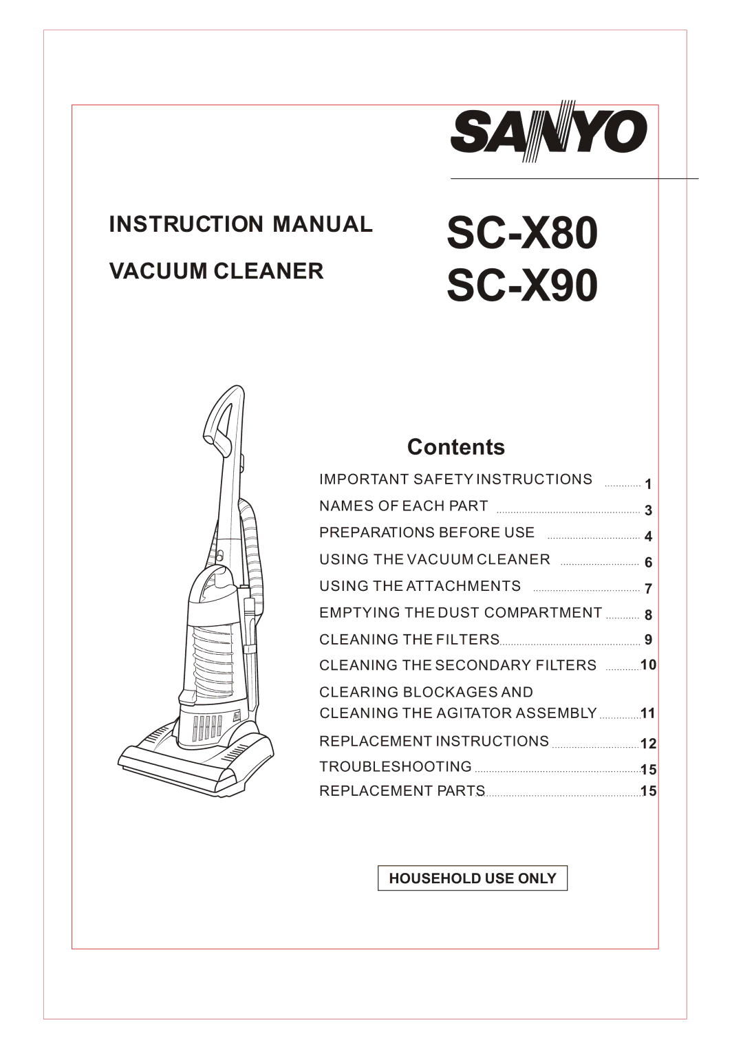 Sanyo SC-X90 instruction manual SC-X80 