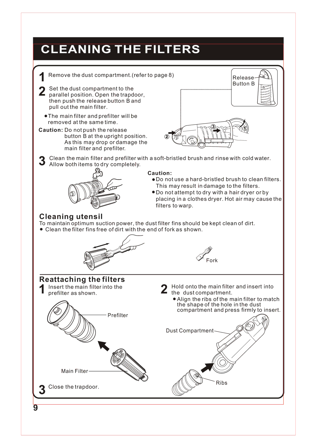 Sanyo SC-X90 instruction manual Cleaning the Filters, Cleaning utensil 