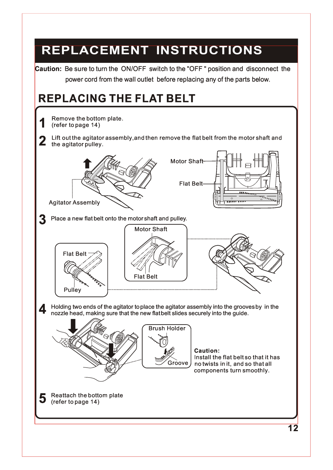 Sanyo SC-X90 instruction manual Replacement Instructions, Replacing The Flat Belt 