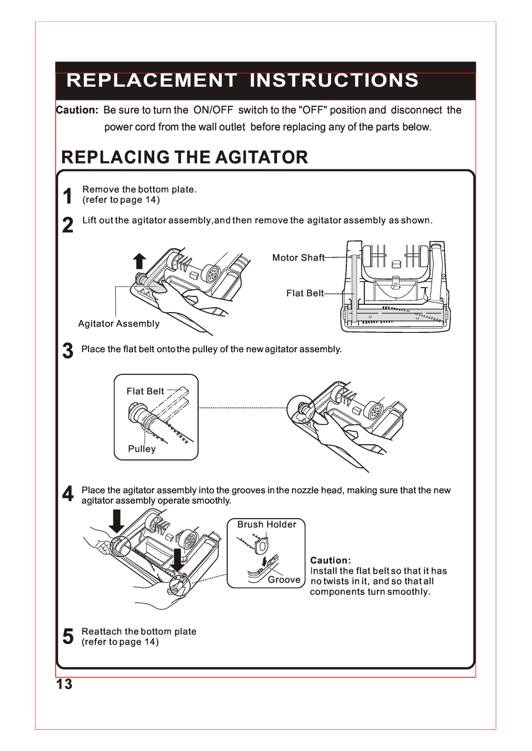 Sanyo SC-X90 instruction manual Replacing The Agitator, Replacement Instructions 