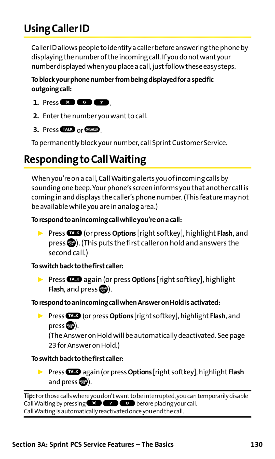 Sanyo SCP-200 manual Using Caller ID, Responding to CallWaiting 