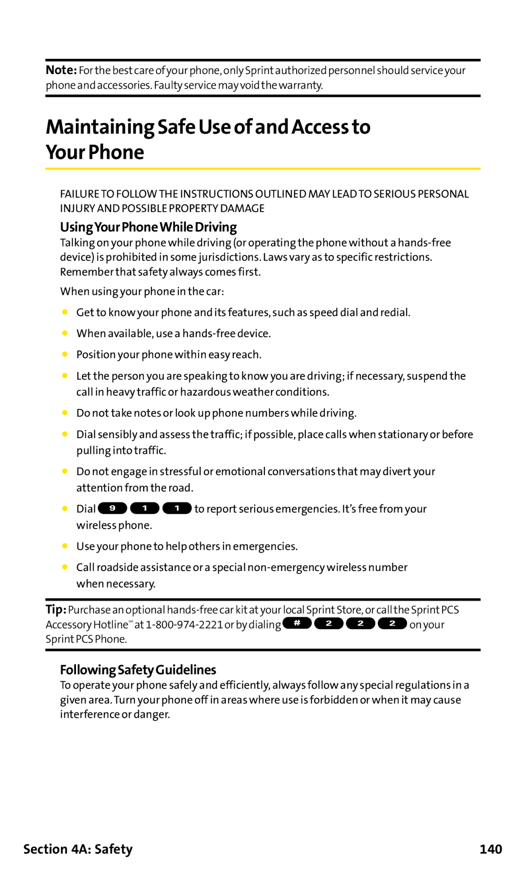 Sanyo SCP-200 Maintaining Safe Use of and Access to Your Phone, UsingYourPhoneWhileDriving, FollowingSafetyGuidelines 