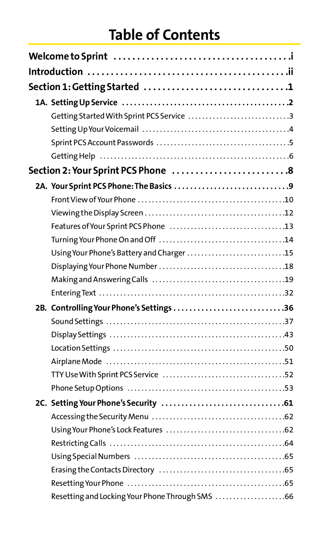 Sanyo SCP-200 manual Table of Contents 