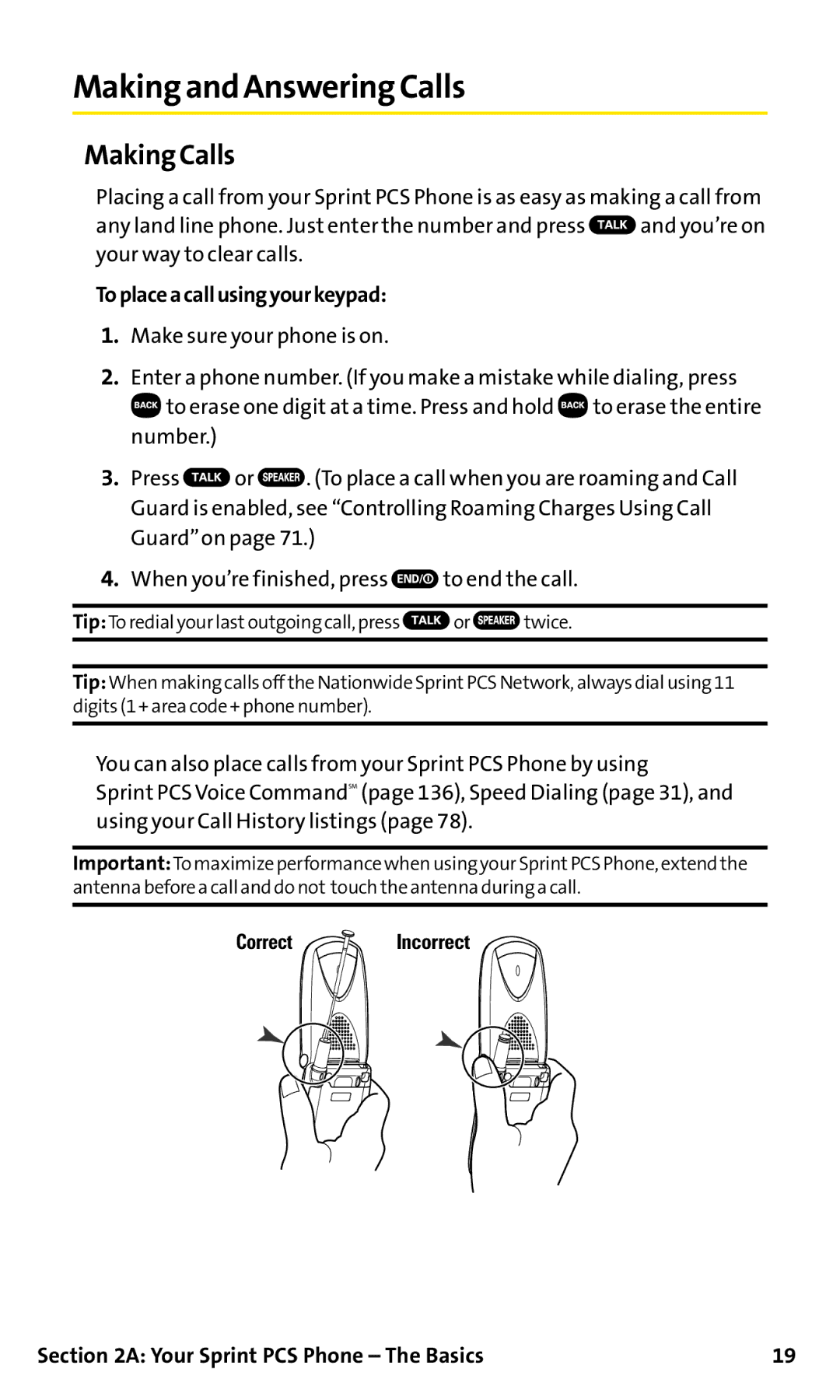 Sanyo SCP-200 manual Making and Answering Calls, Making Calls, Toplaceacallusingyourkeypad 