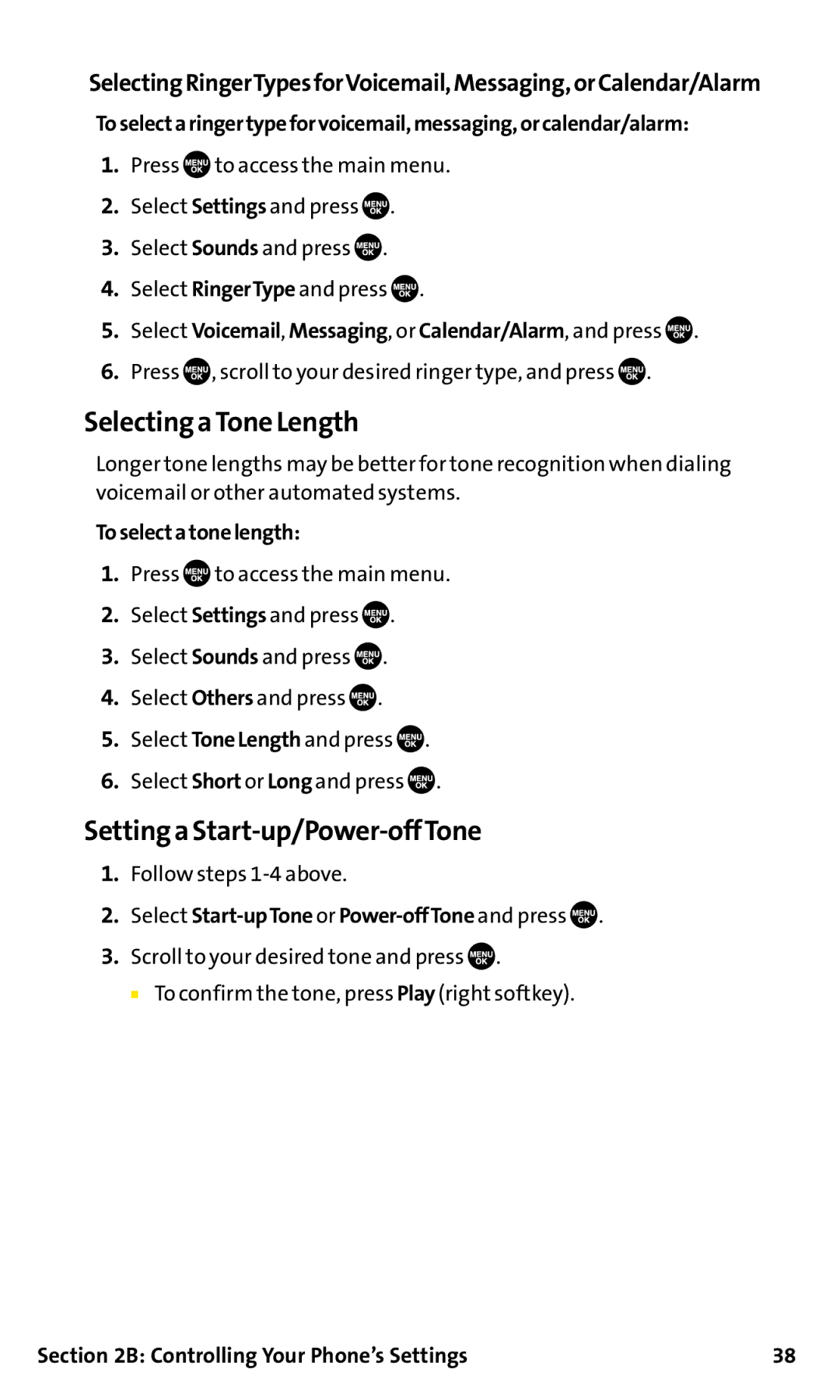 Sanyo SCP-200 manual Selecting a Tone Length, Setting a Start-up/Power-offTone 