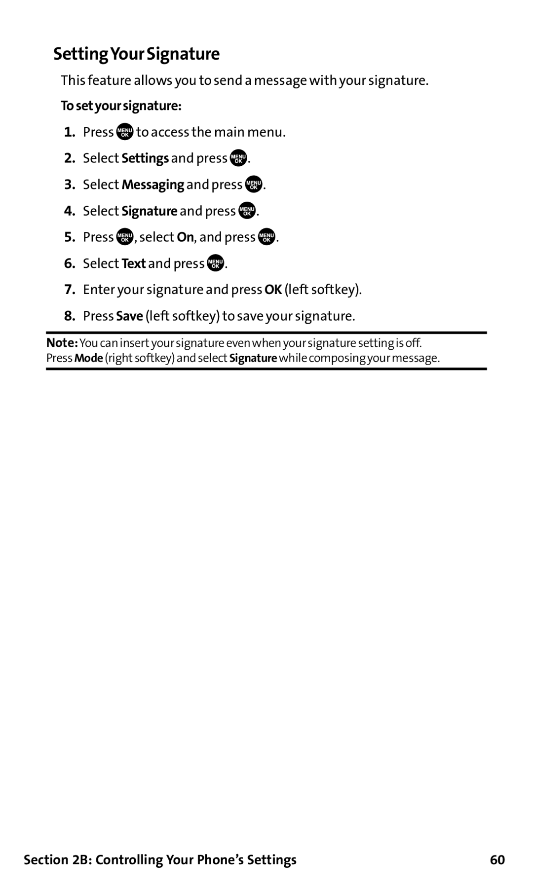 Sanyo SCP-200 manual SettingYour Signature, Tosetyoursignature 