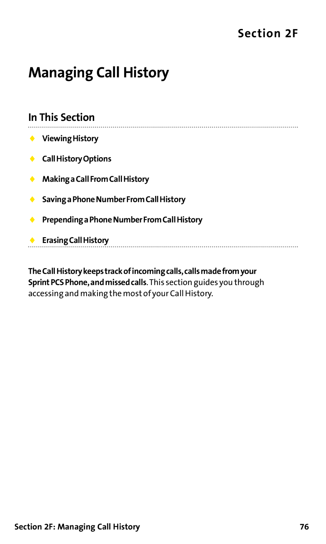 Sanyo SCP-200 manual Managing Call History 