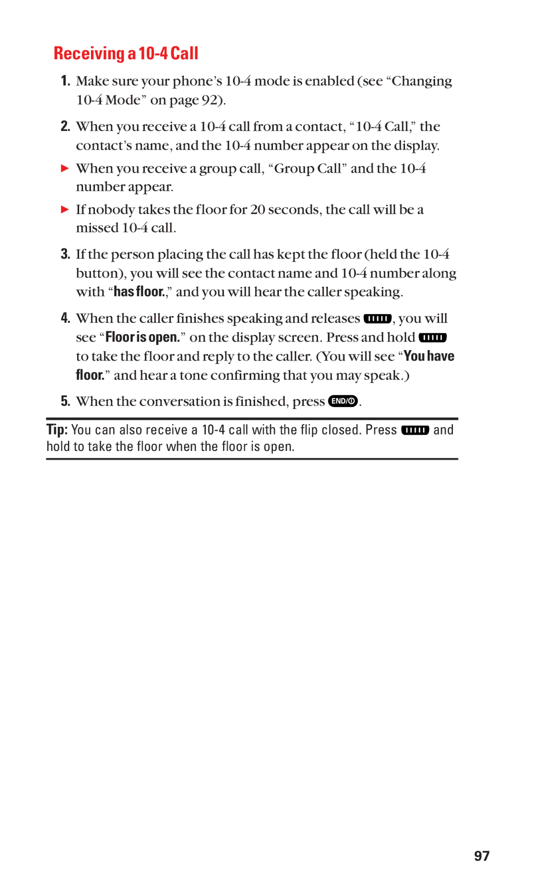 Sanyo SCP-2300 manual Receiving a 10-4 Call 