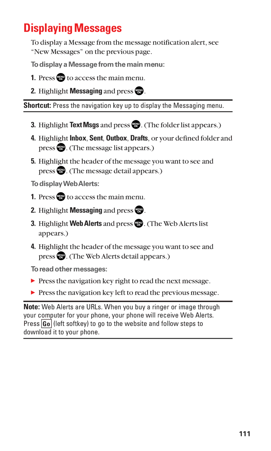 Sanyo SCP-2300 manual Displaying Messages 