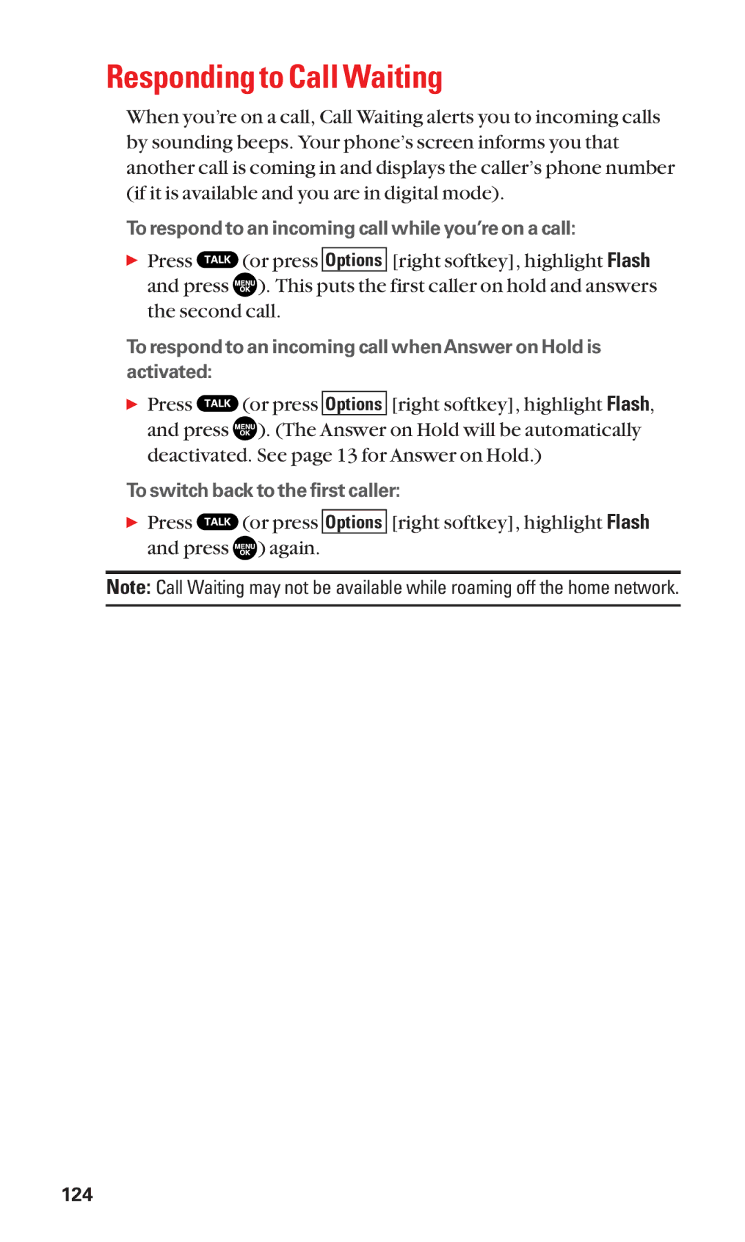 Sanyo SCP-2300 manual Responding to Call Waiting 