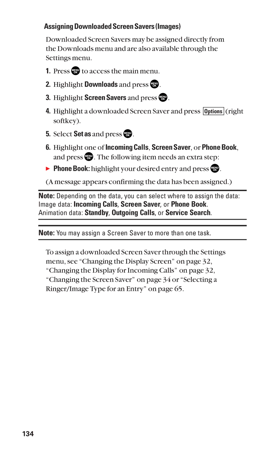 Sanyo SCP-2300 manual Assigning Downloaded Screen Savers Images 