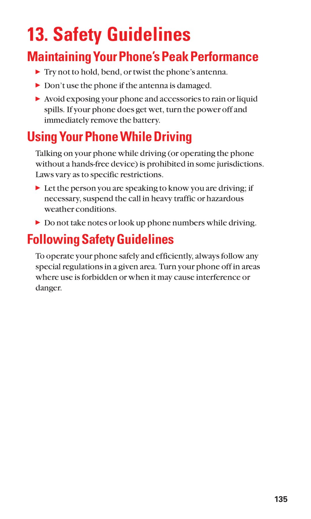 Sanyo SCP-2300 manual Using Your Phone While Driving, Following Safety Guidelines 