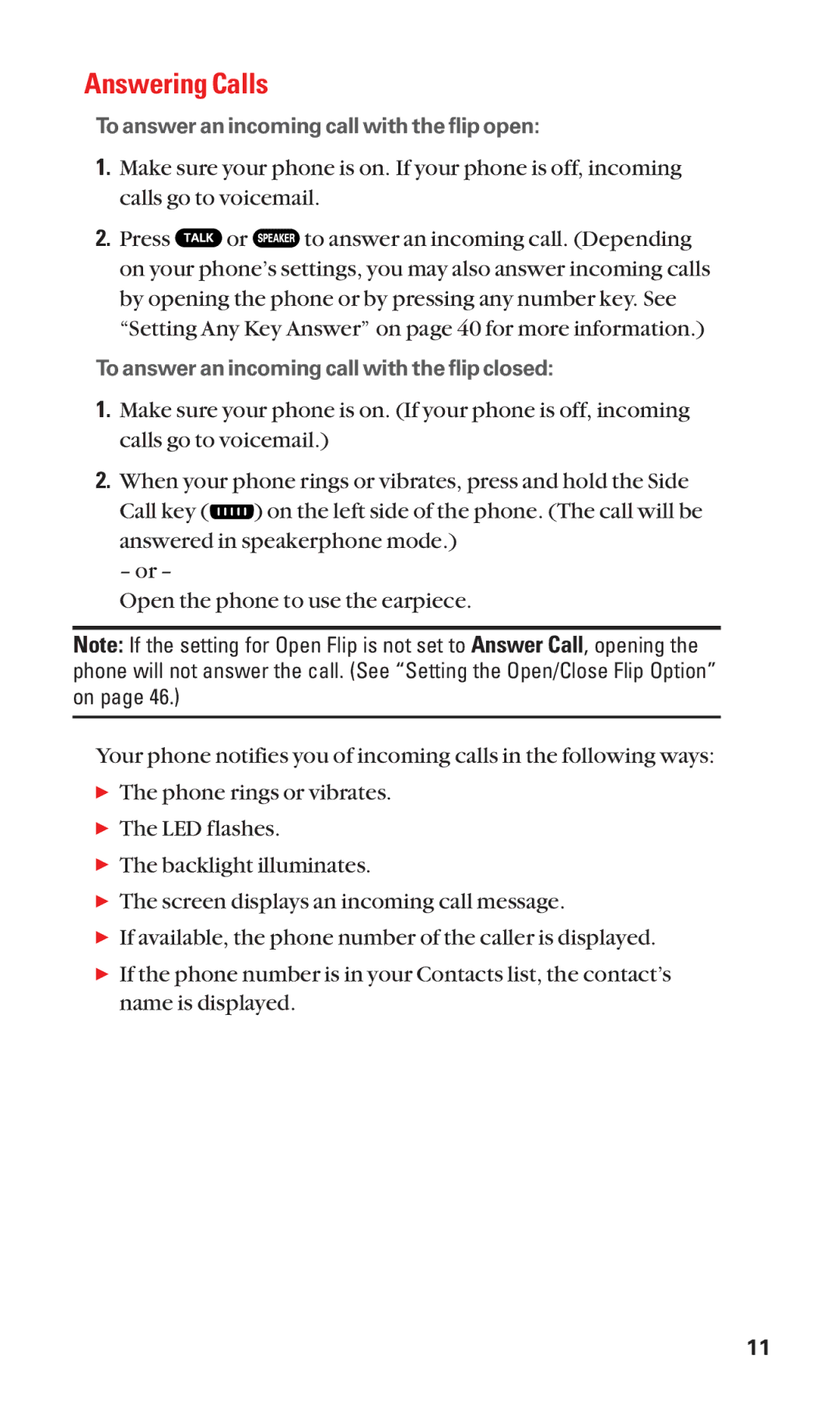 Sanyo SCP-2300 manual Answering Calls 