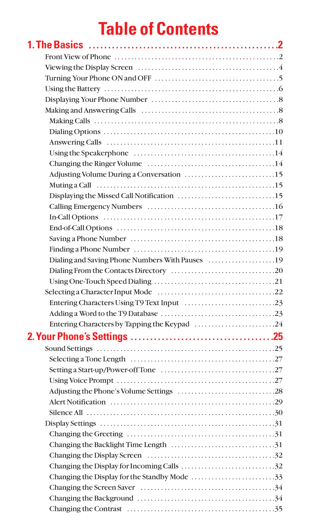 Sanyo SCP-2300 manual Table of Contents 