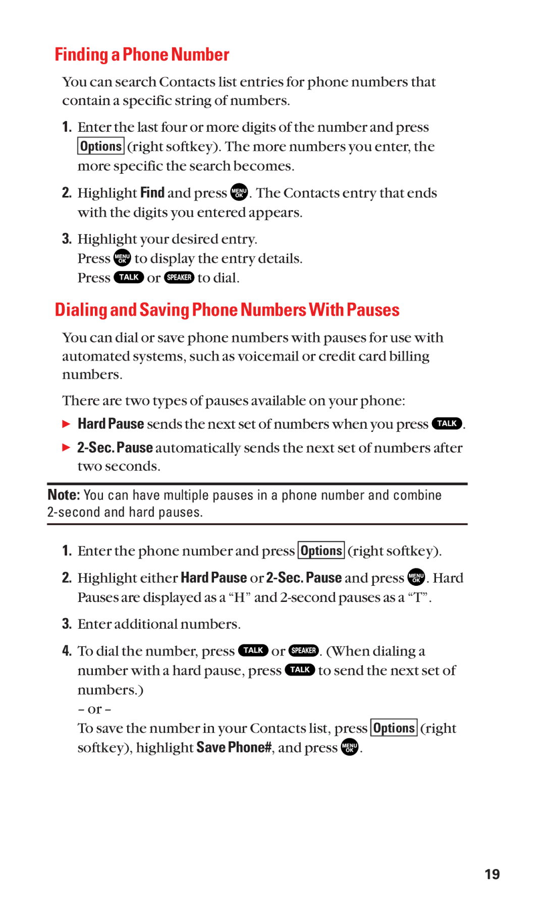 Sanyo SCP-2300 manual Finding a Phone Number, Dialing and Saving Phone Numbers With Pauses 