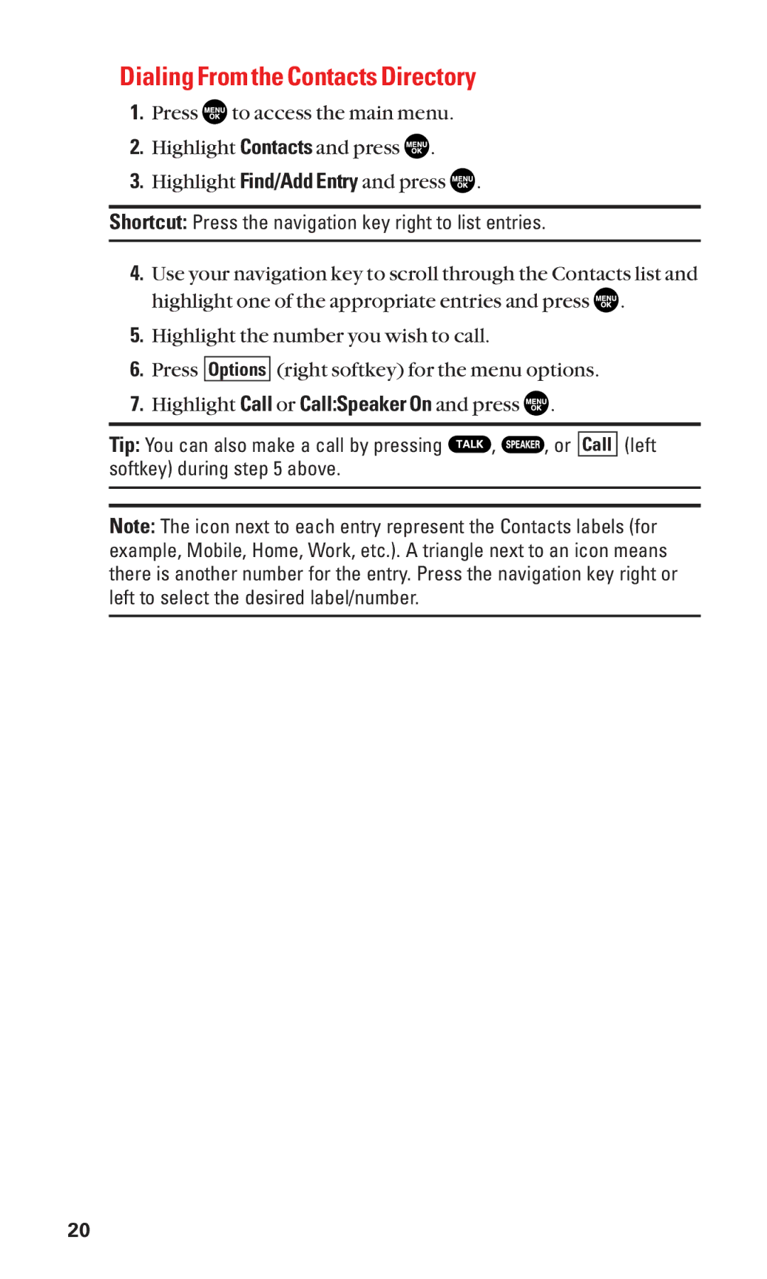 Sanyo SCP-2300 manual Dialing From the Contacts Directory 