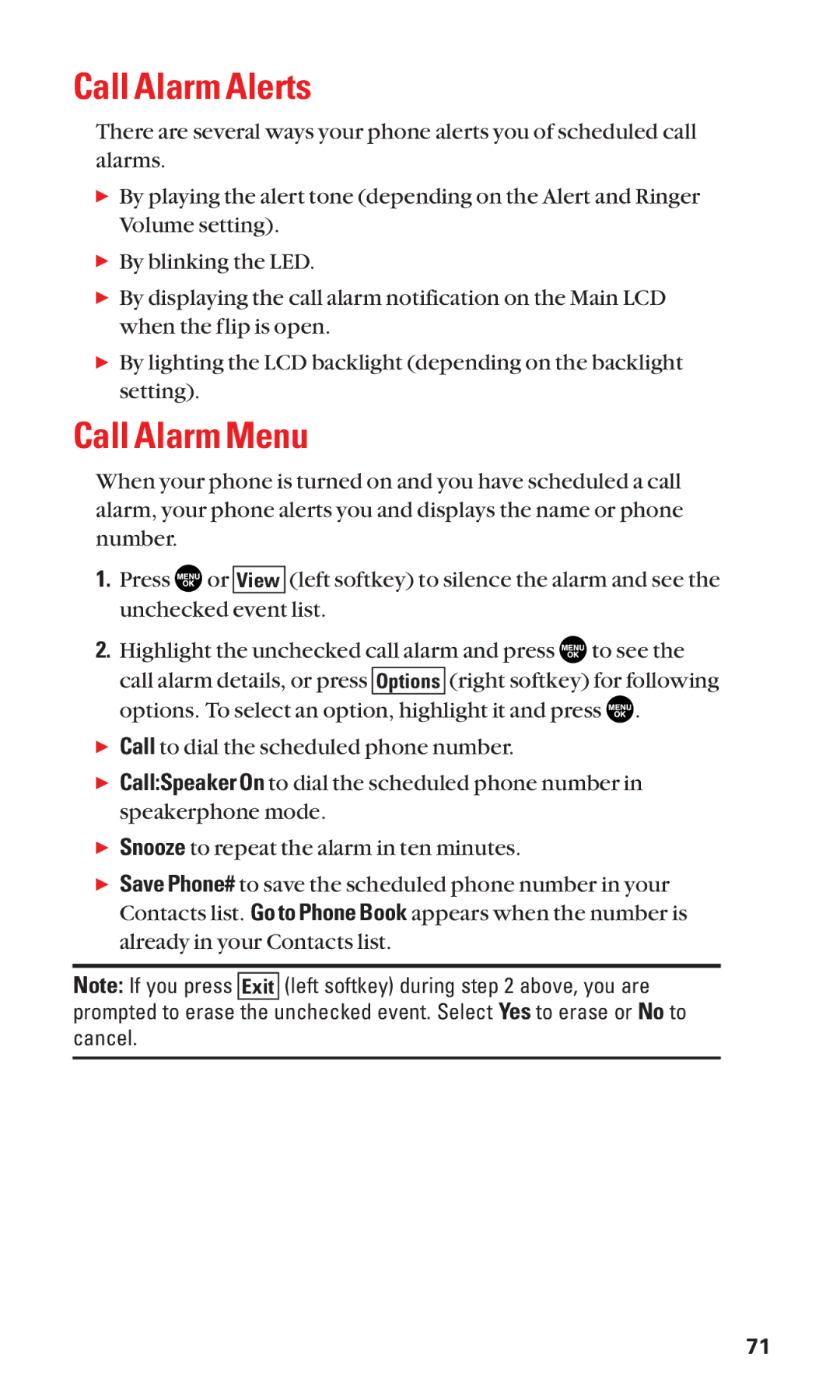 Sanyo SCP-2300 manual Call Alarm Alerts, Call Alarm Menu 