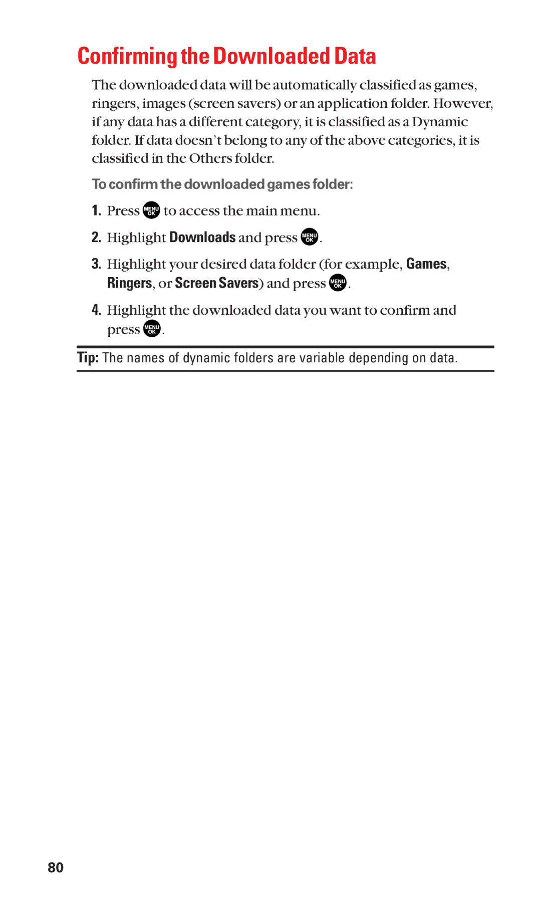 Sanyo SCP-2300 manual Confirming the Downloaded Data, Ringers, or Screen Savers and press 