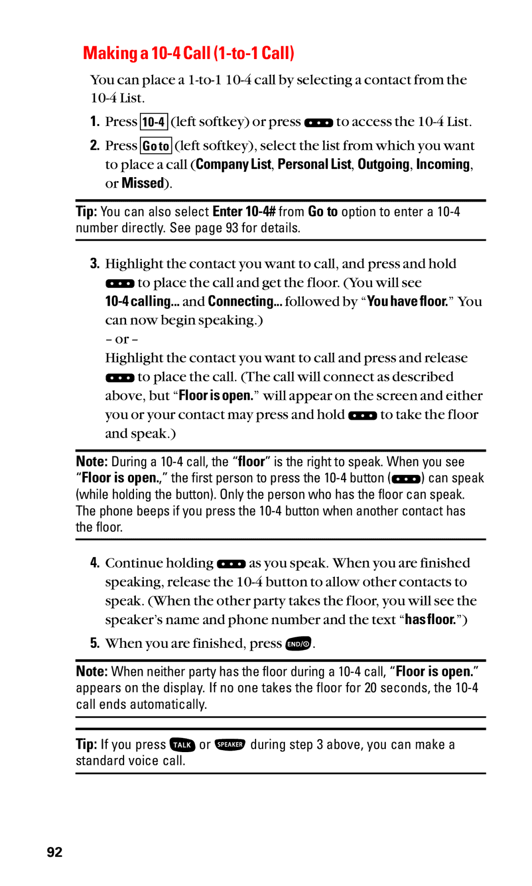 Sanyo SCP-2400 manual Making a 10-4 Call 1-to-1 Call 