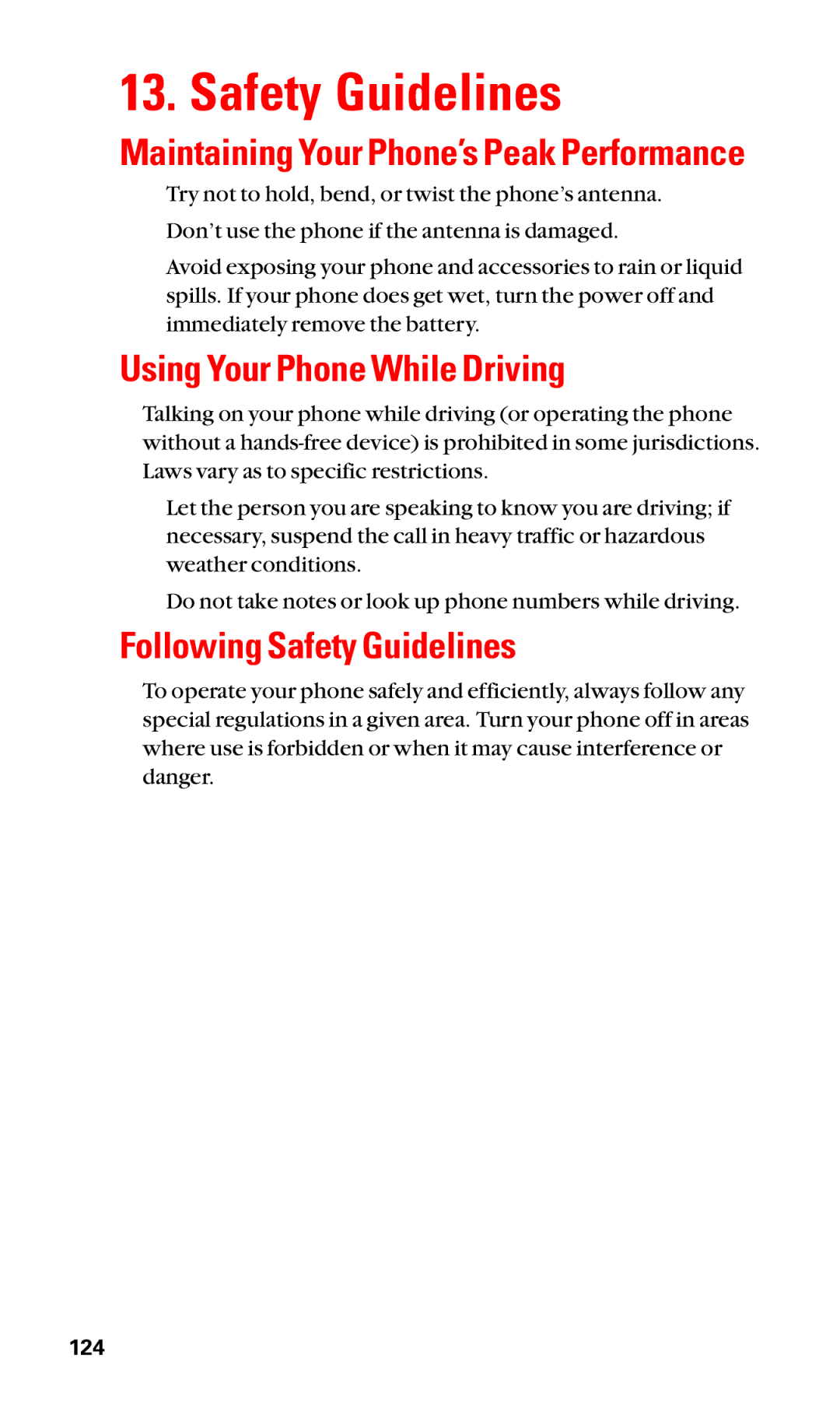 Sanyo SCP-2400 manual Using Your Phone While Driving, Following Safety Guidelines 