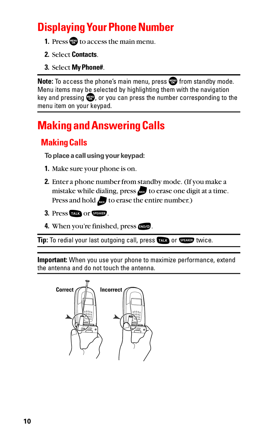 Sanyo SCP-2400 manual Displaying Your Phone Number, Making and Answering Calls, Making Calls, Select My Phone# 