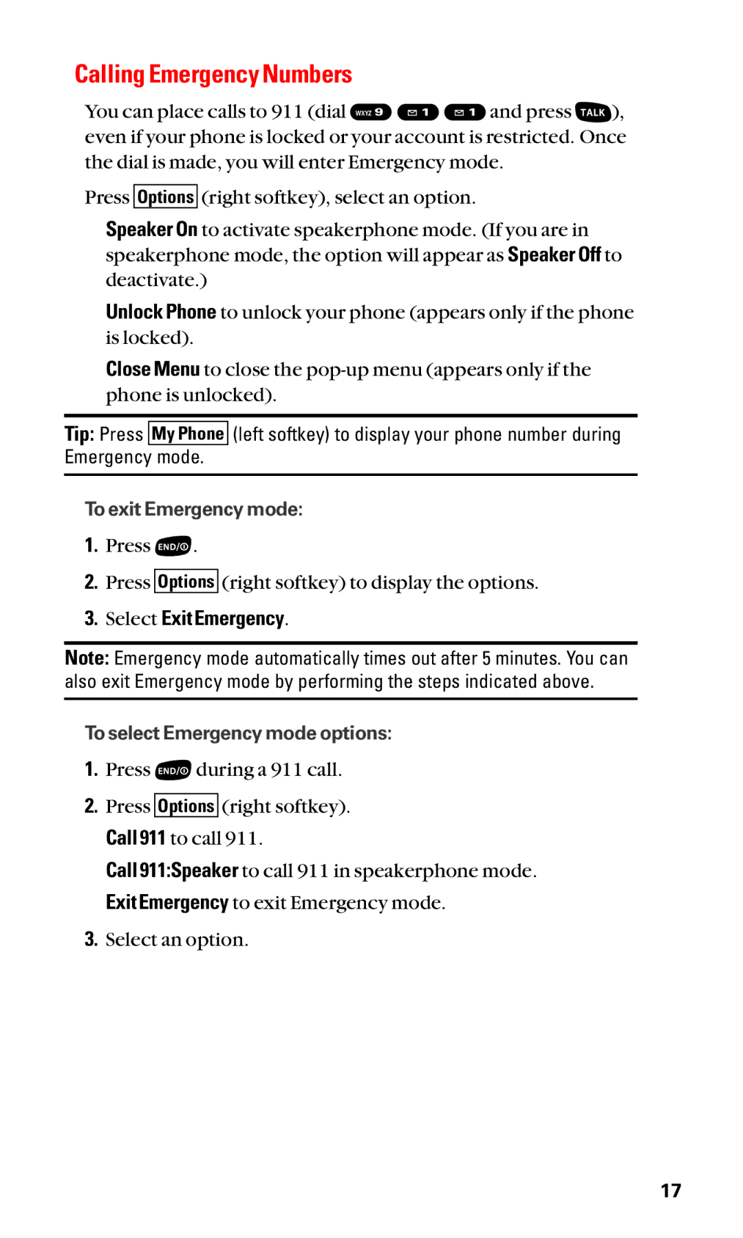 Sanyo SCP-2400 manual Calling Emergency Numbers, Select Exit Emergency 