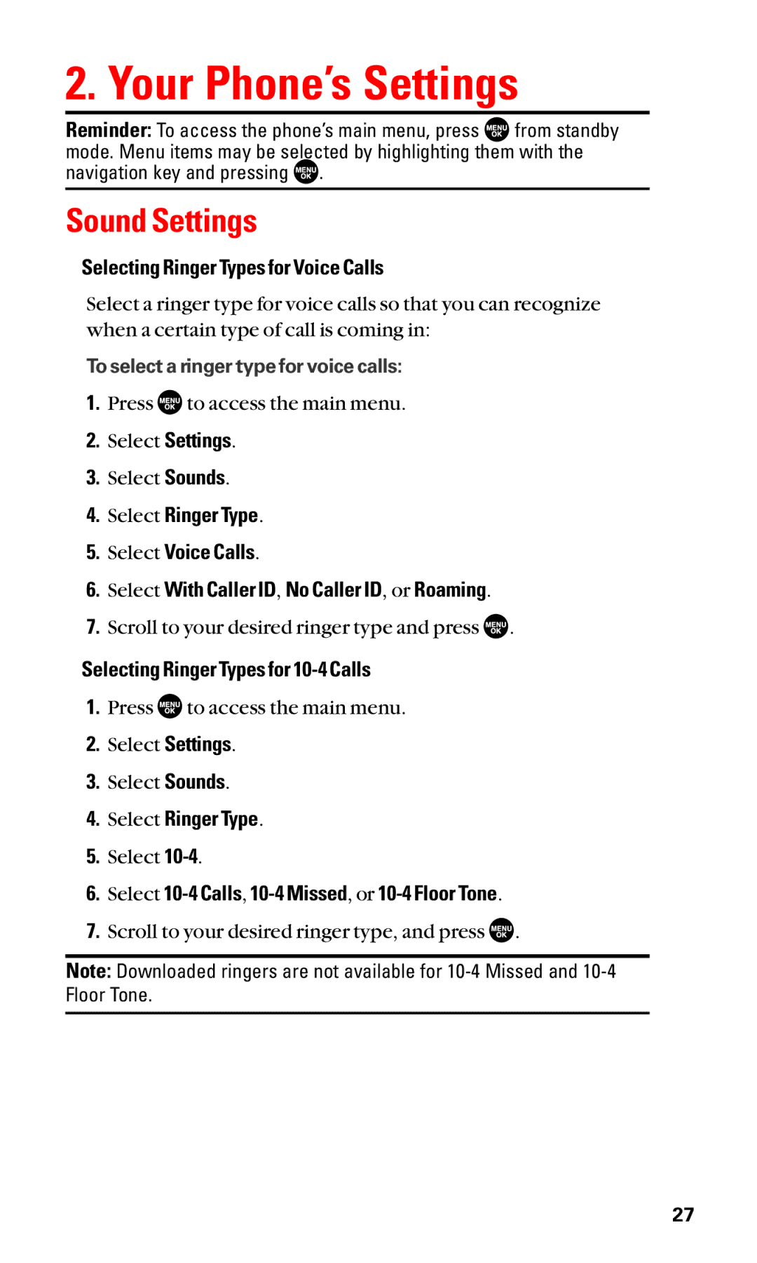 Sanyo SCP-2400 manual Your Phone’s Settings, Sound Settings 