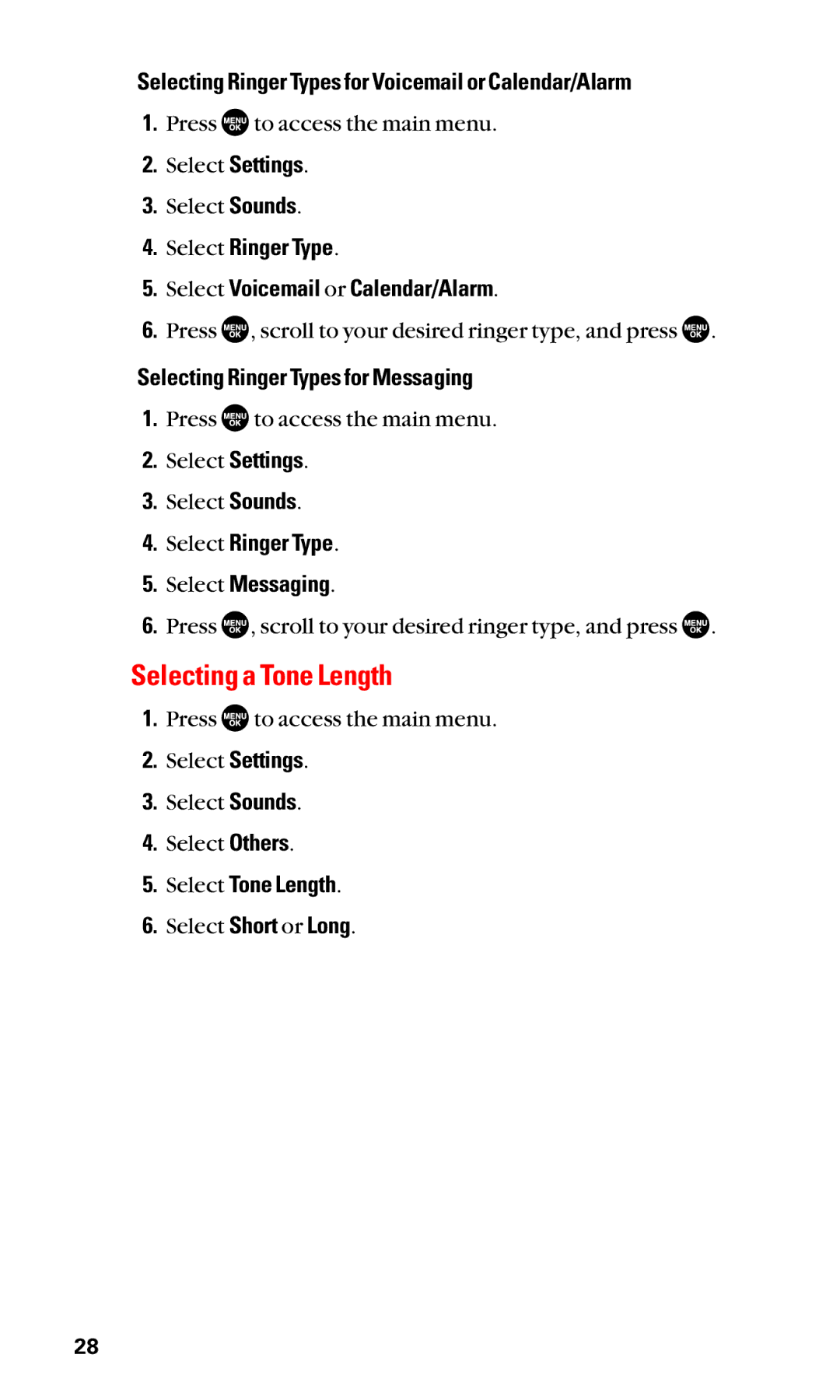 Sanyo SCP-2400 manual Selecting a Tone Length 