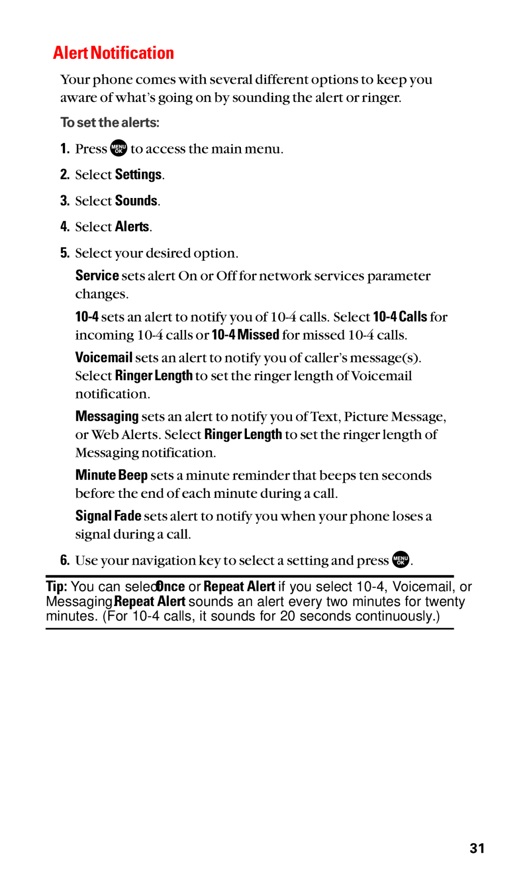 Sanyo SCP-2400 manual Alert Notification 