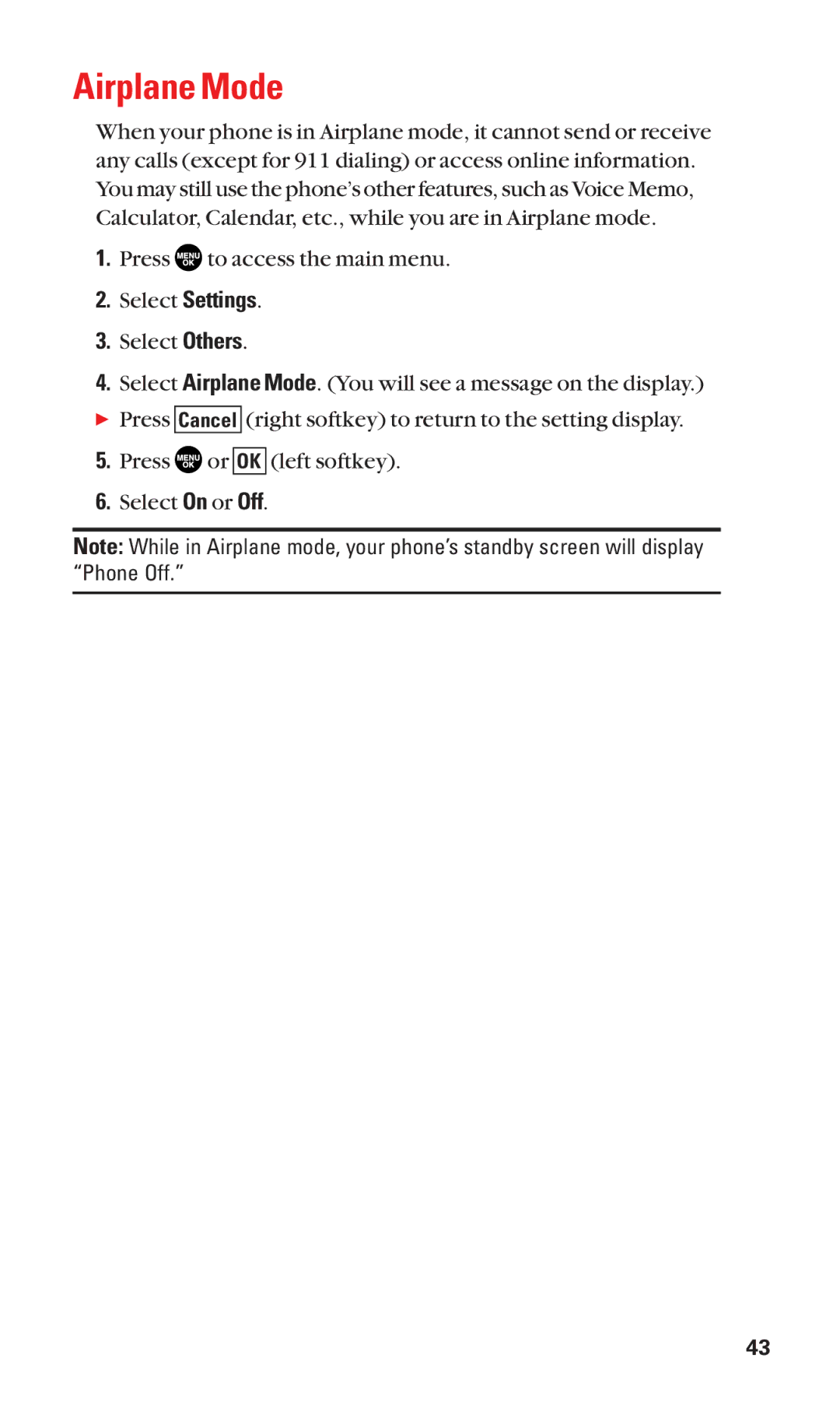 Sanyo SCP-2400 manual Airplane Mode 