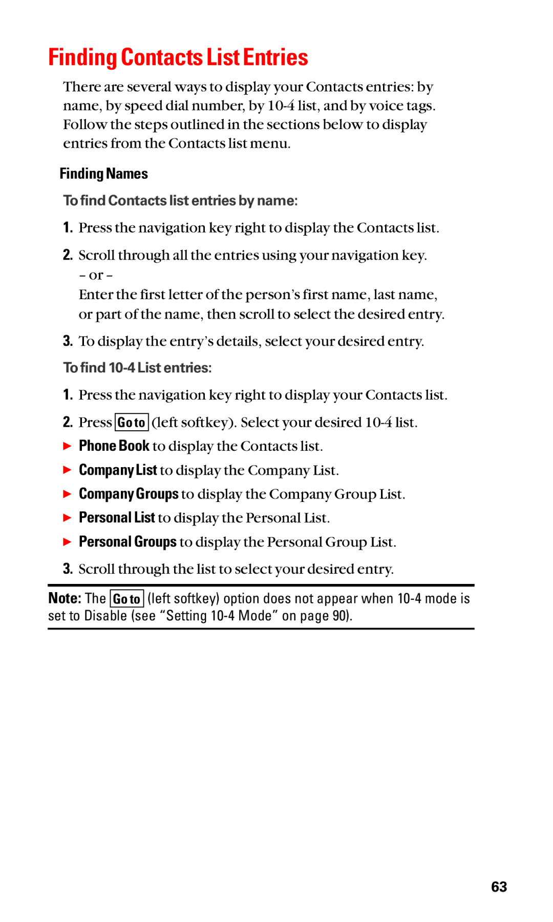 Sanyo SCP-2400 manual Finding Contacts List Entries, Finding Names 