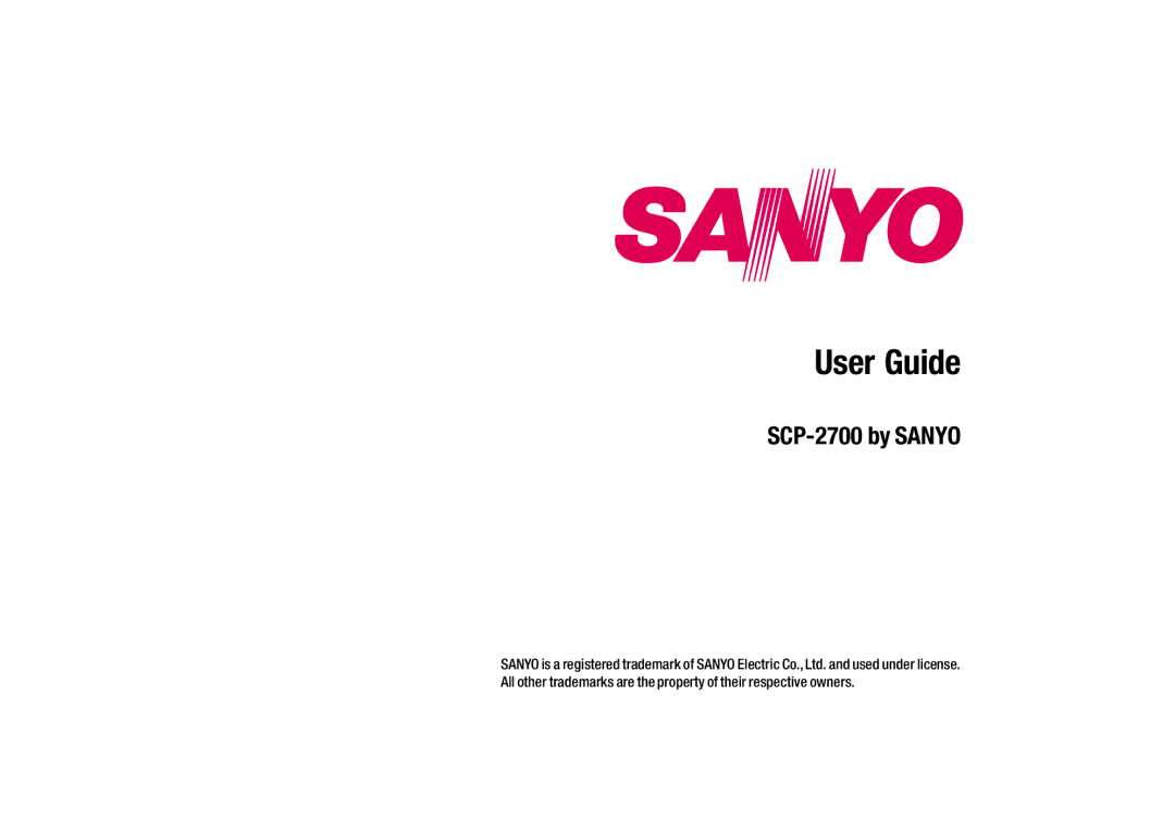 Sanyo manual User Guide, SCP-2700 by Sanyo 