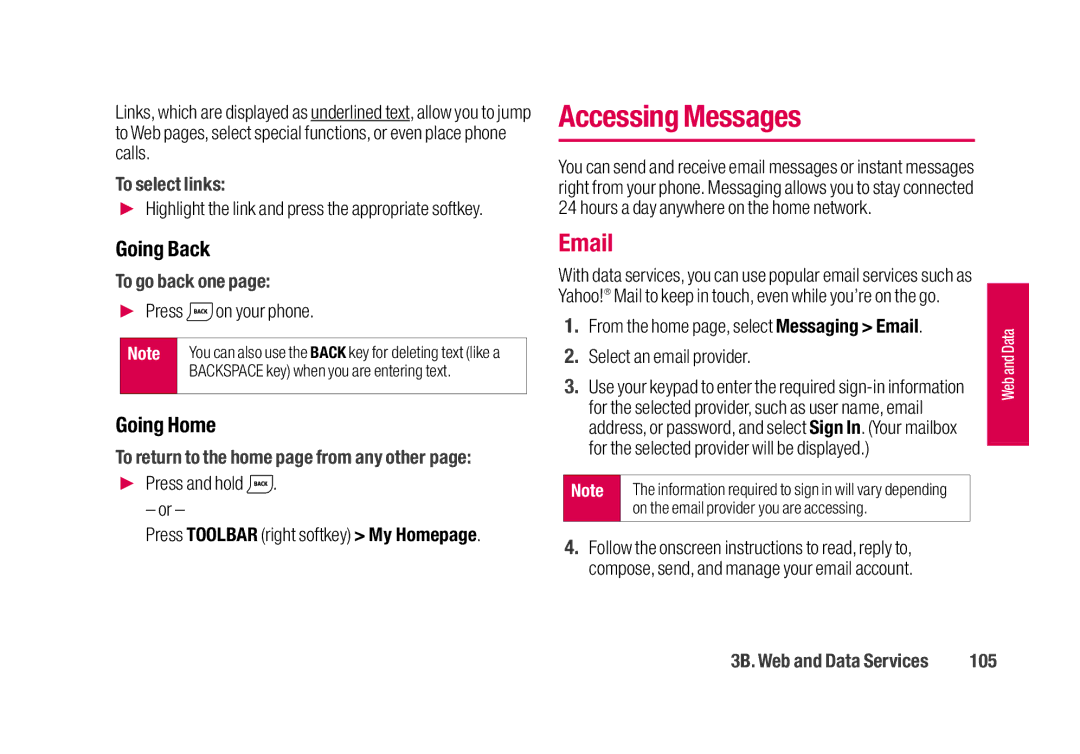 Sanyo SCP-2700 manual Accessing Messages, Going Back, Going Home 