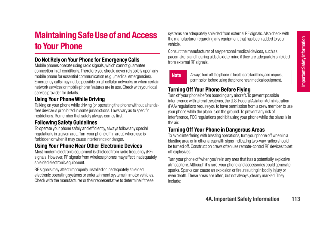 Sanyo SCP-2700 manual Maintaining Safe Use of and Access to Your Phone, 113 