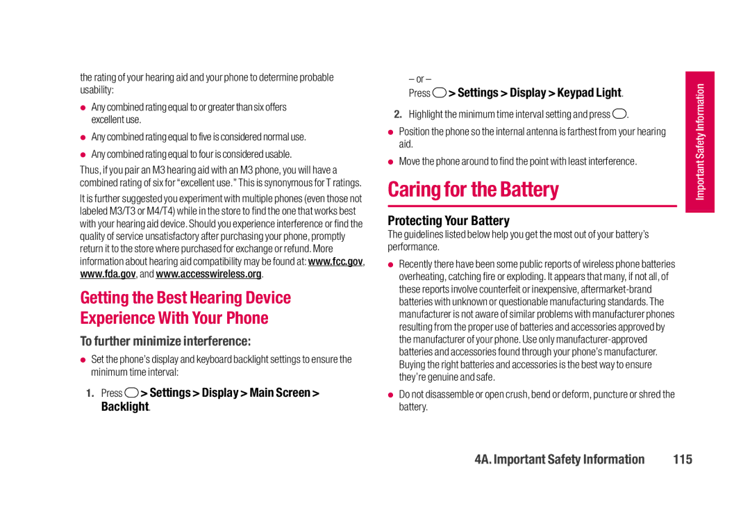 Sanyo SCP-2700 Caring for the Battery, Getting the Best Hearing Device Experience With Your Phone, Protecting Your Battery 