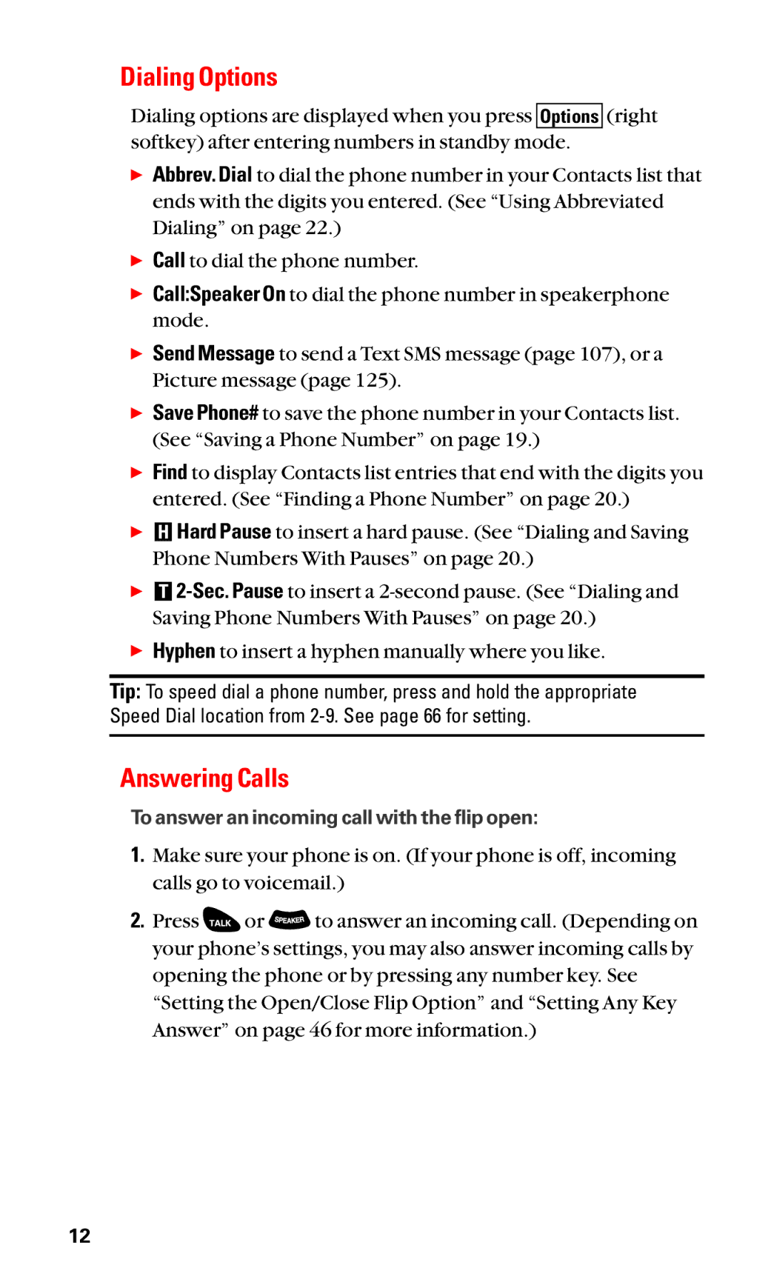 Sanyo SCP-3100 manual Dialing Options, Answering Calls 