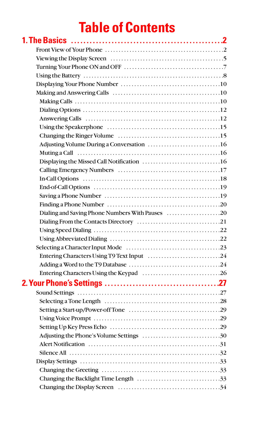 Sanyo SCP-3100 manual Table of Contents 