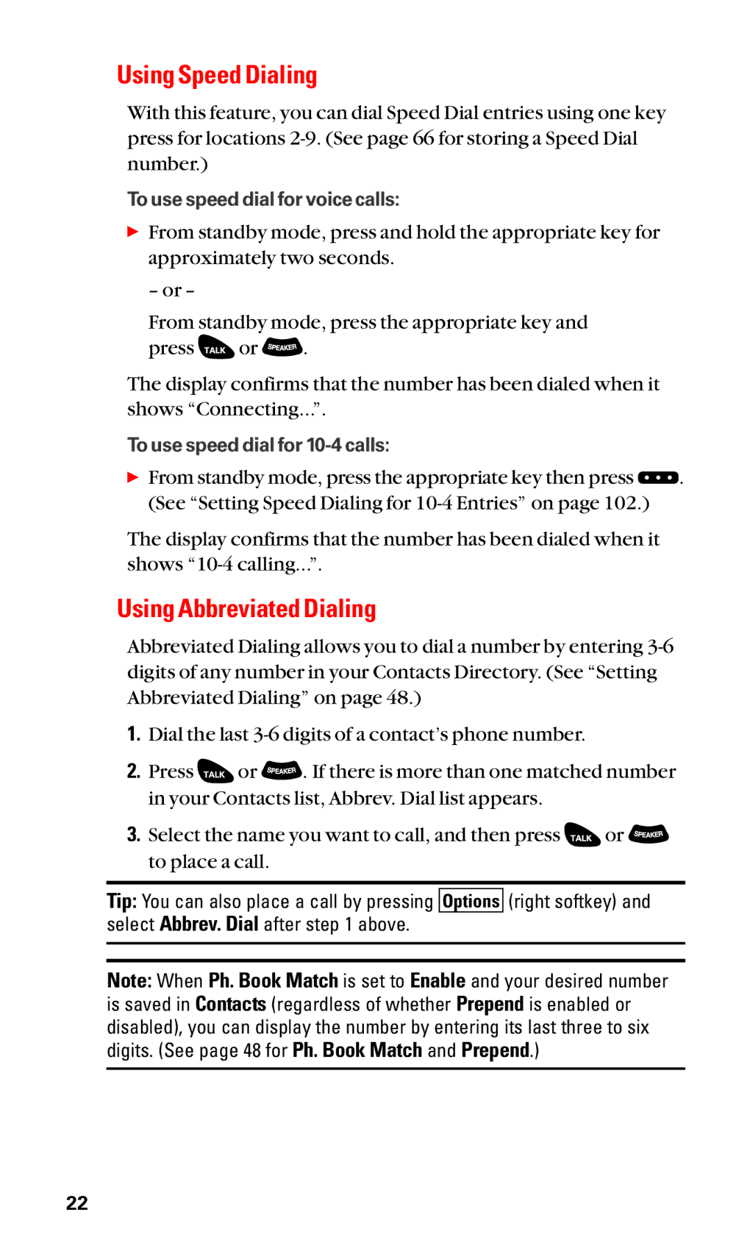 Sanyo SCP-3100 manual Using Speed Dialing, Using Abbreviated Dialing 