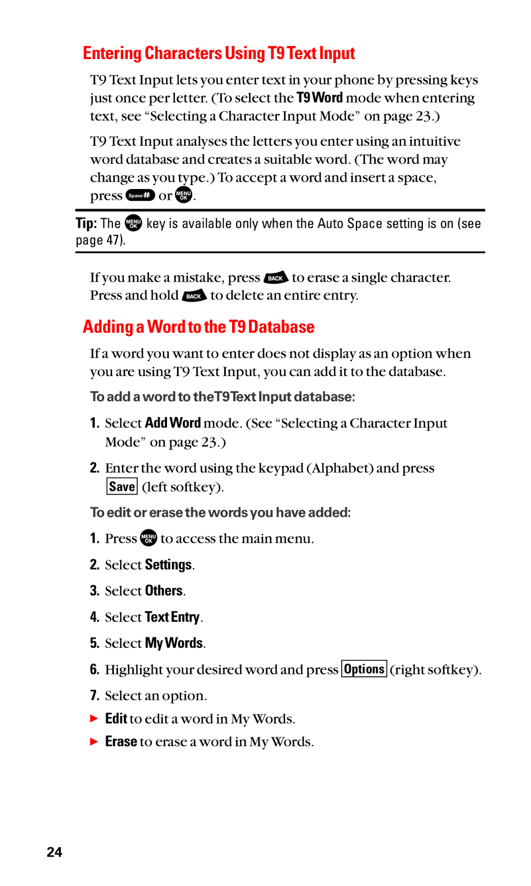 Sanyo SCP-3100 manual Entering Characters Using T9 Text Input, Adding a Word to the T9 Database, Select Text Entry 