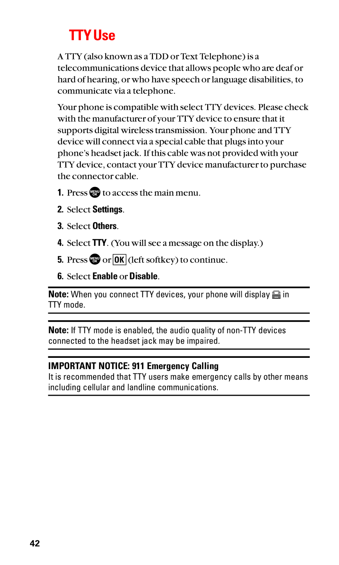 Sanyo SCP-3100 manual TTY Use 