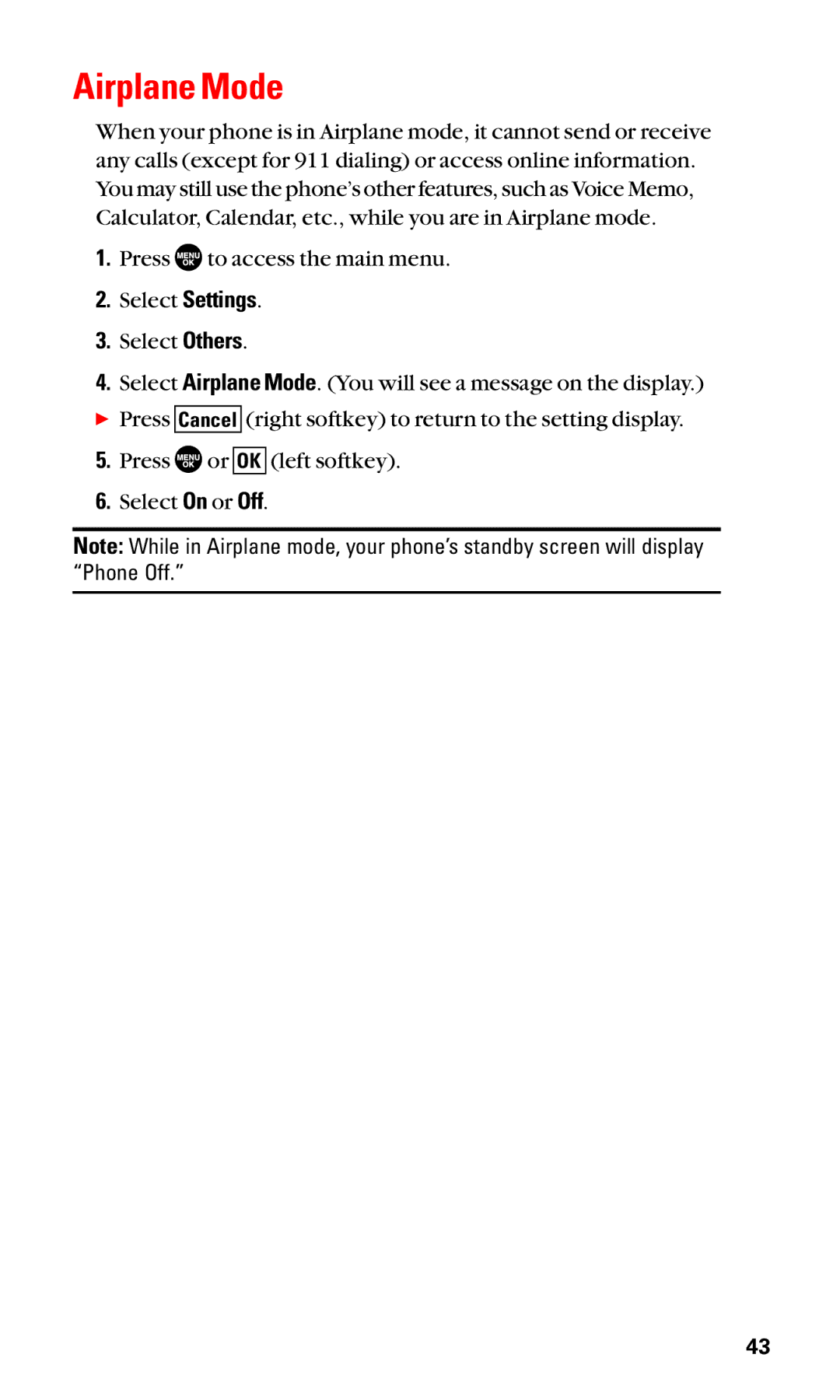 Sanyo SCP-3100 manual Airplane Mode 