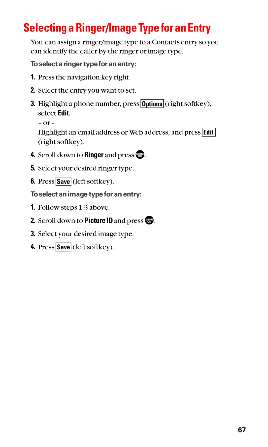 Sanyo SCP-3100 manual Selecting a Ringer/Image Type for an Entry 