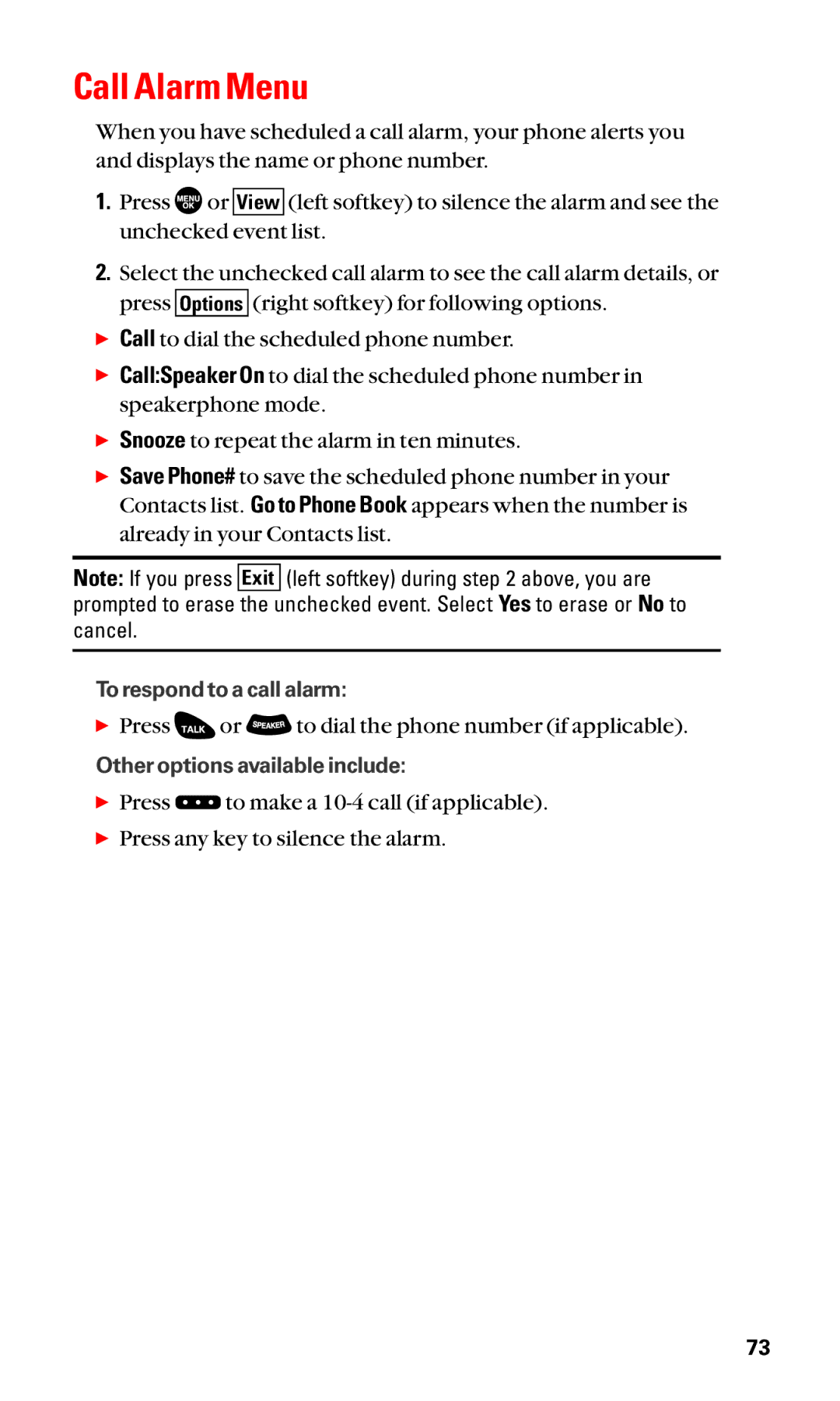 Sanyo SCP-3100 manual Call Alarm Menu 