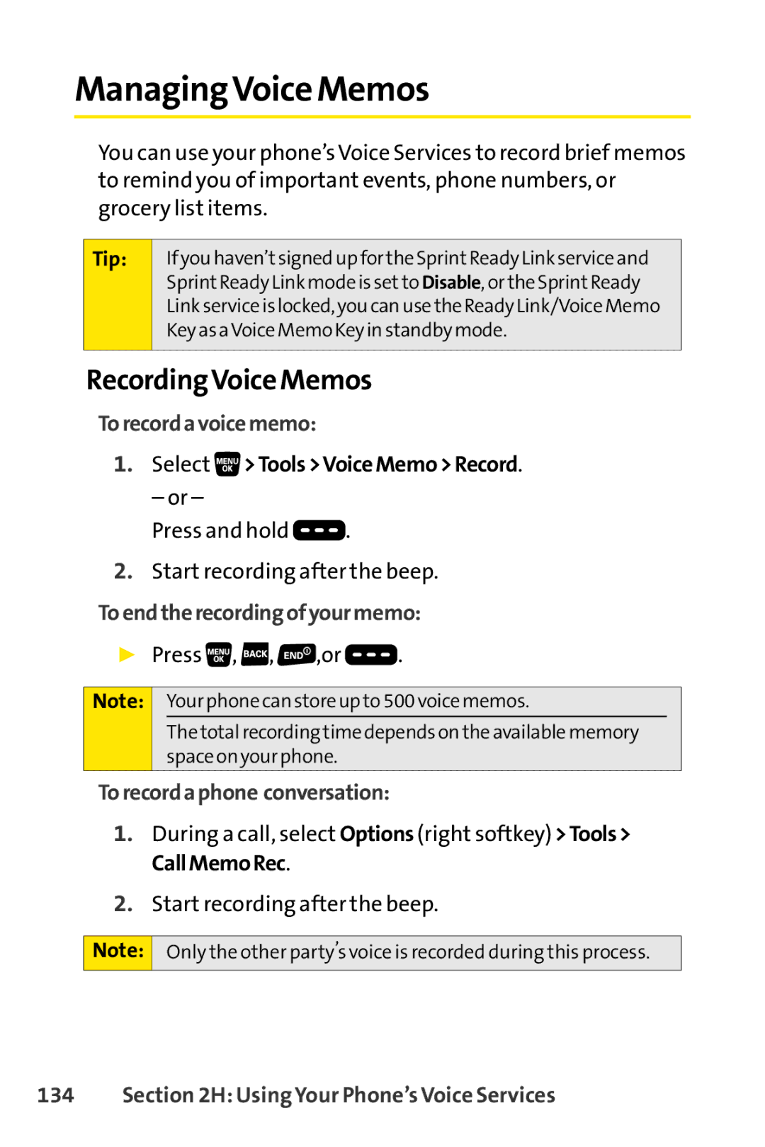 Sanyo SCP-3200 manual ManagingVoice Memos, RecordingVoice Memos, Torecordavoicememo, Toendtherecordingofyourmemo 