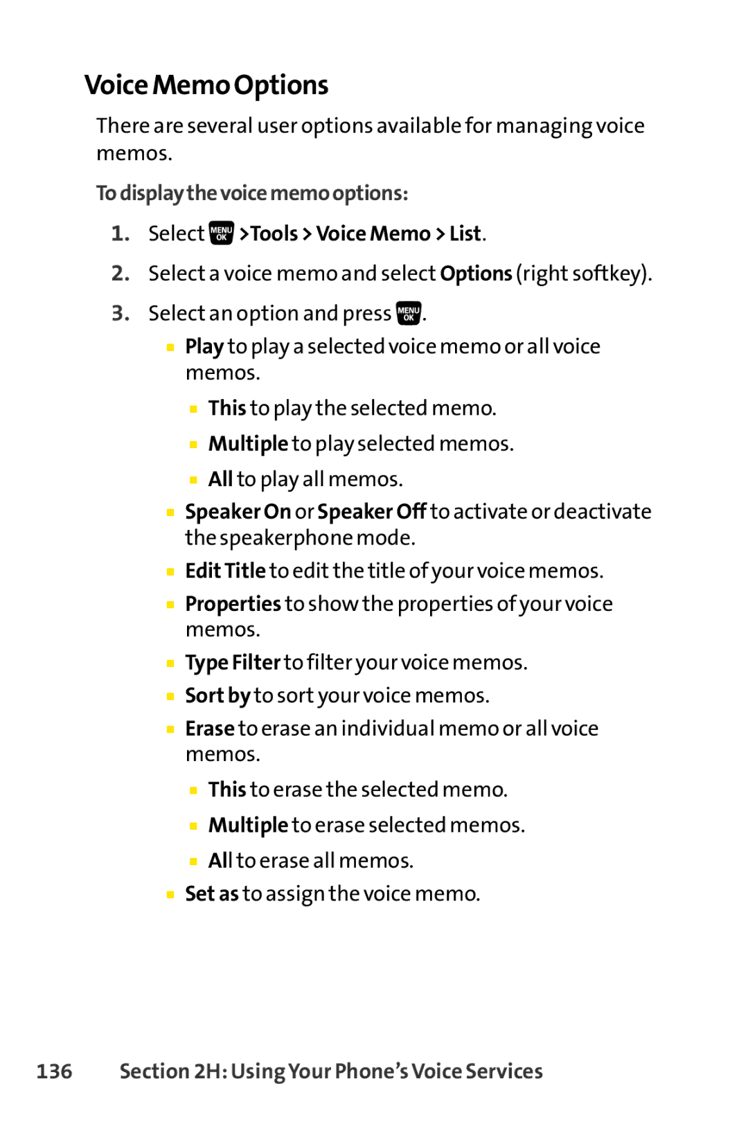 Sanyo SCP-3200 manual Voice Memo Options, Todisplaythevoicememooptions 