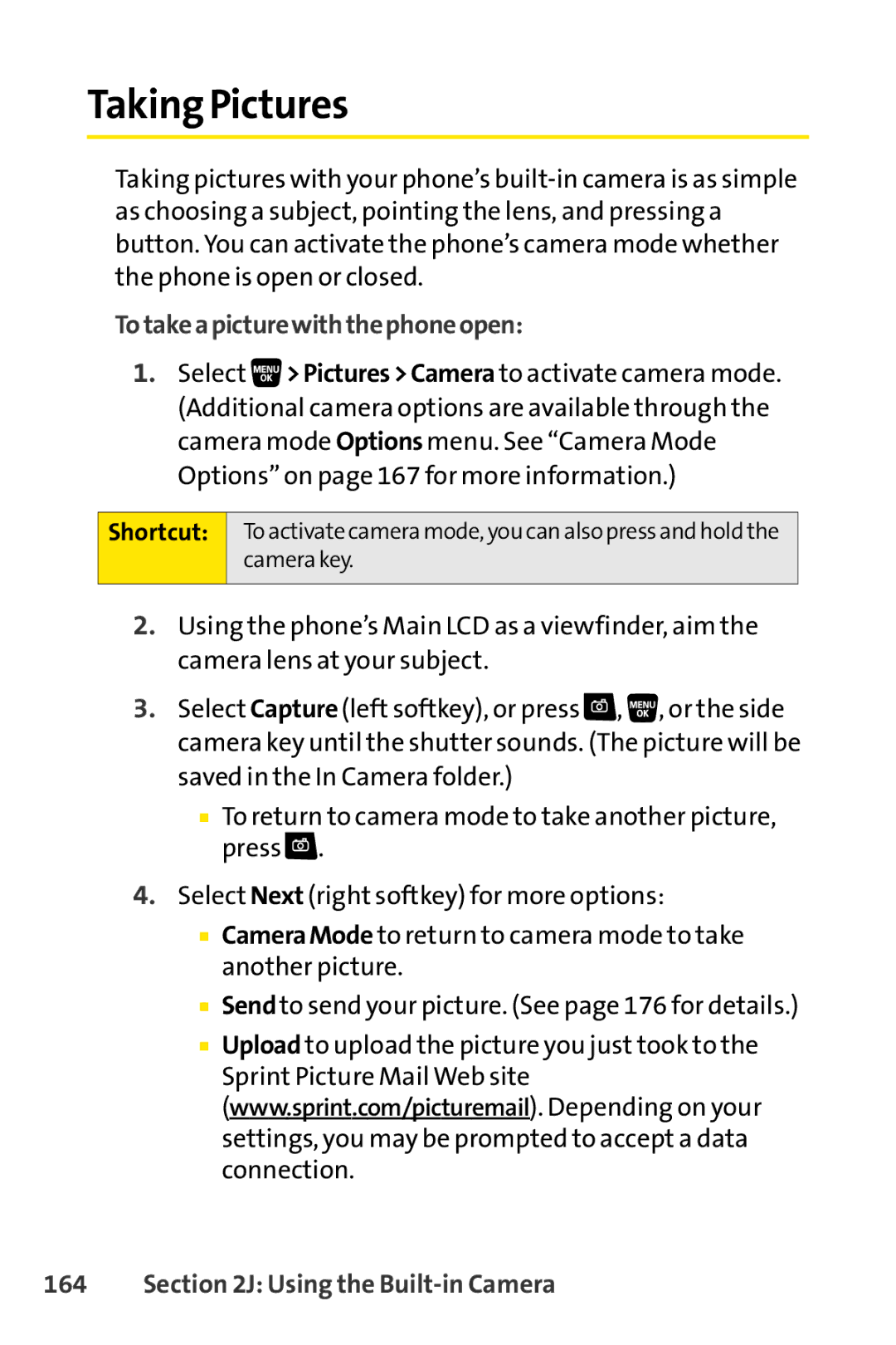 Sanyo SCP-3200 manual Taking Pictures, Totakeapicturewiththephoneopen, Using the Built-in Camera 