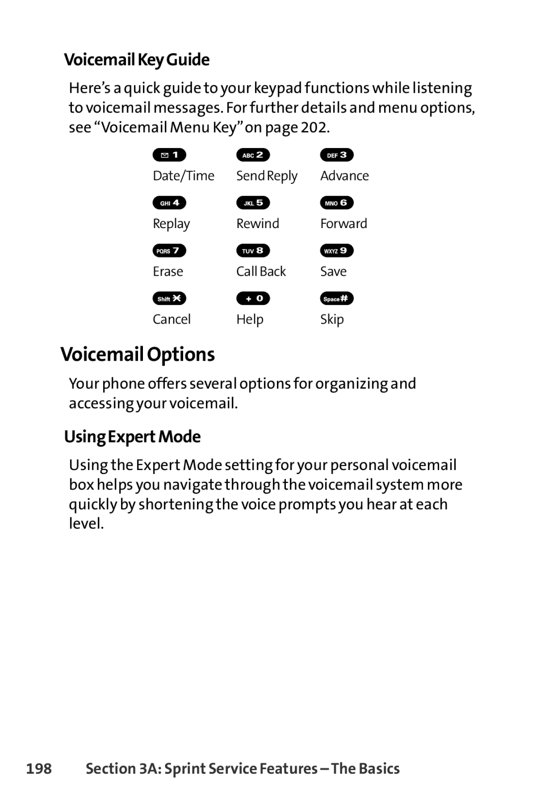 Sanyo SCP-3200 manual Voicemail Options, VoicemailKeyGuide, UsingExpertMode 